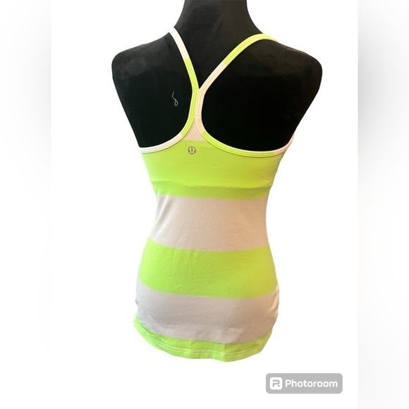 Lululemon Power Y Tank *Luon Light Bold Stripe Zippy Green SIZE SIX - Picture 7 of 7